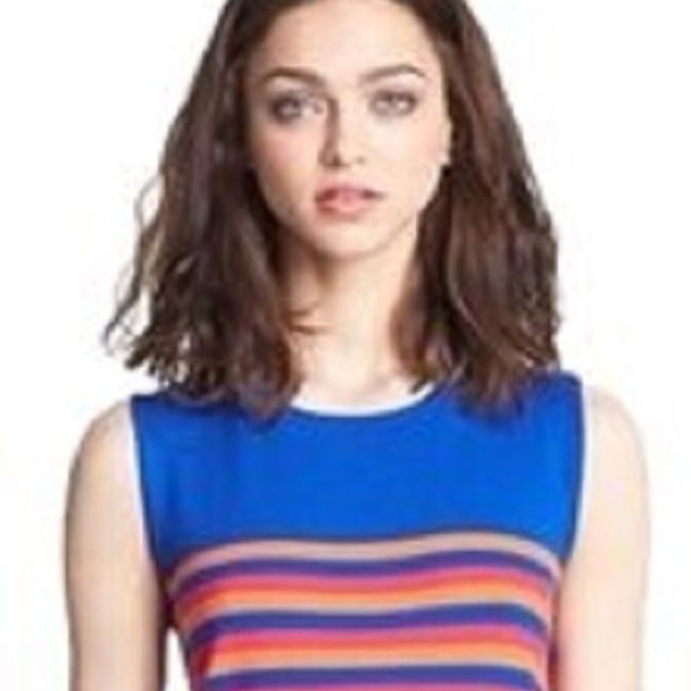 Stripe multi color Merino wool sleeveless Dress